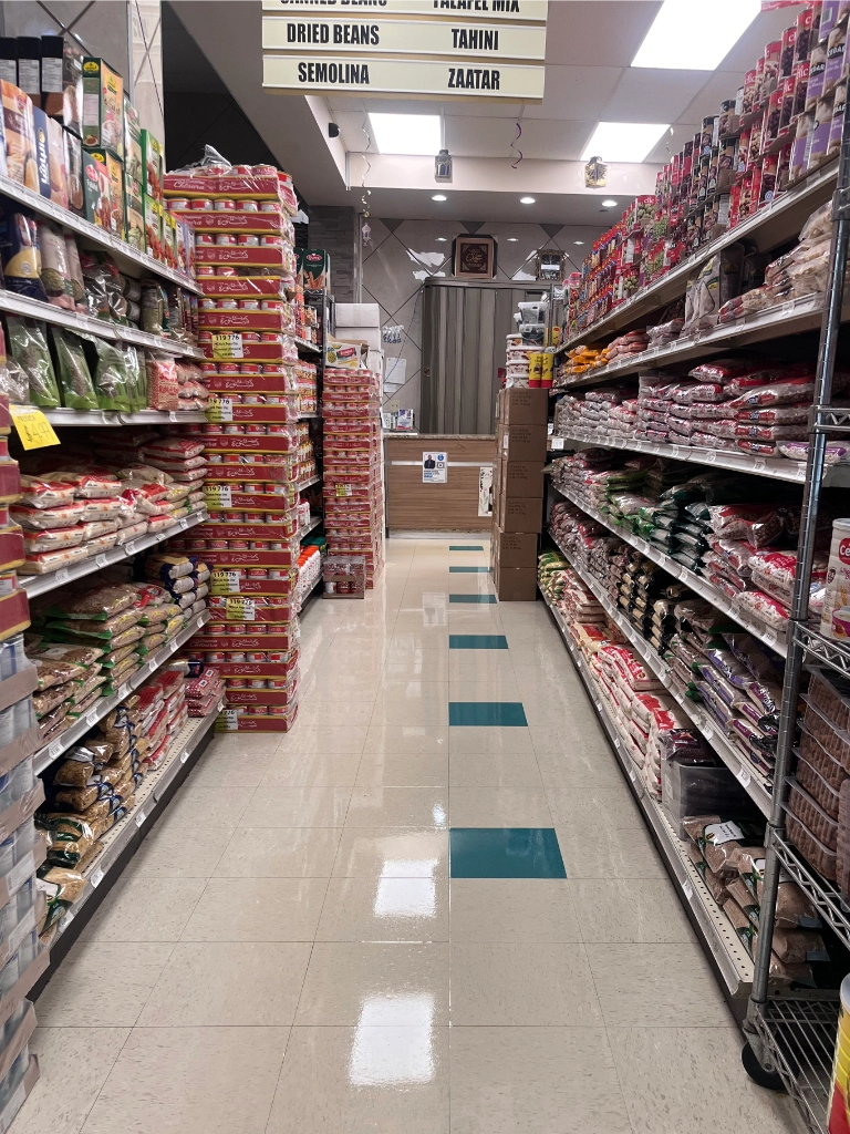 Clean grocery aisle after professional janitorial service